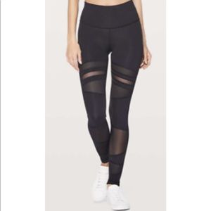 Lululemon Wunder Under Black Mesh Leggings